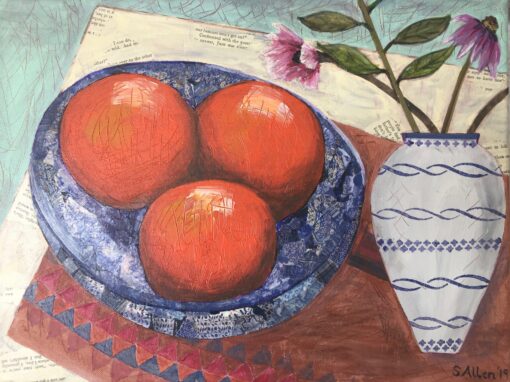 Blue Bowl with Oranges  SOLD