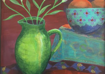 Lilies in a Green Jug  SOLD