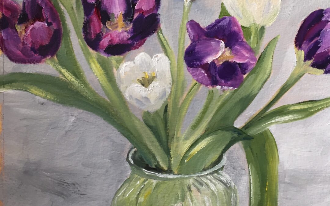 Tulips in a Glass Vase