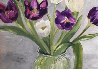 Tulips in a Glass Vase