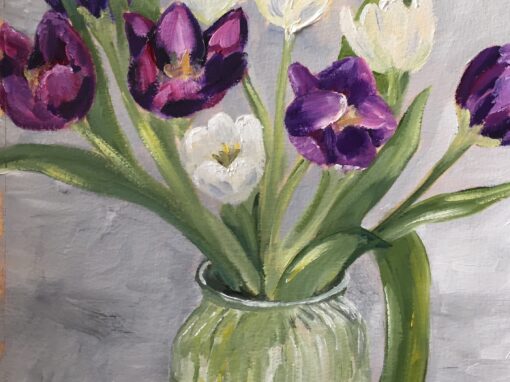Tulips in a Glass Vase