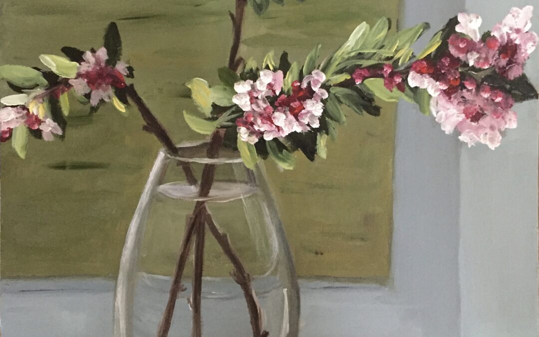 Pink Blossom in a Glass vase SOLD