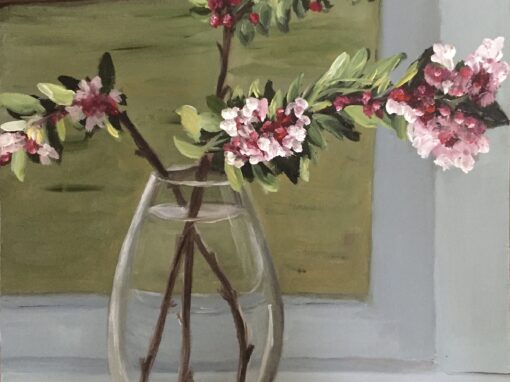 Pink Blossom in a Glass vase SOLD