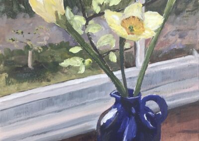 Daffodils in a Blue Glass Jug SOLD