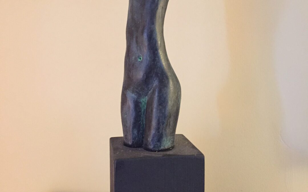 Stretched black and verdigris glazed female torso  NFS