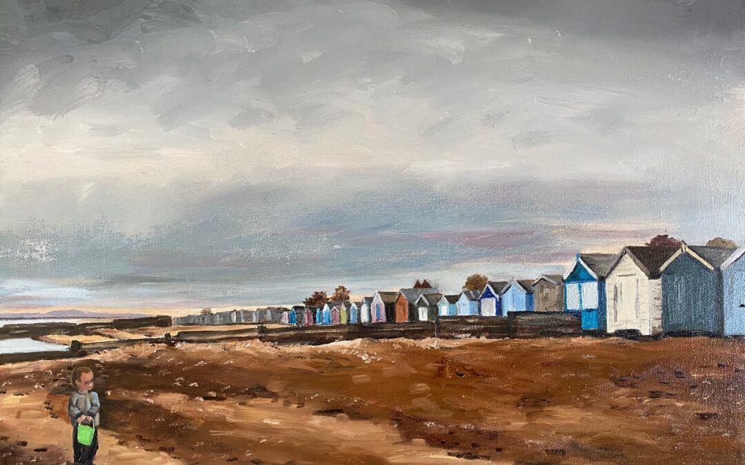 Matthew with a green bucket, West Mersea Beach  SOLD