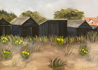 Black Huts and Daffodils, Walberswick